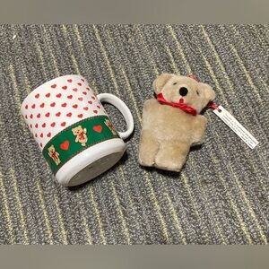 Heart Pattern Mug and Teddy Bear Ornament Christmas Gift